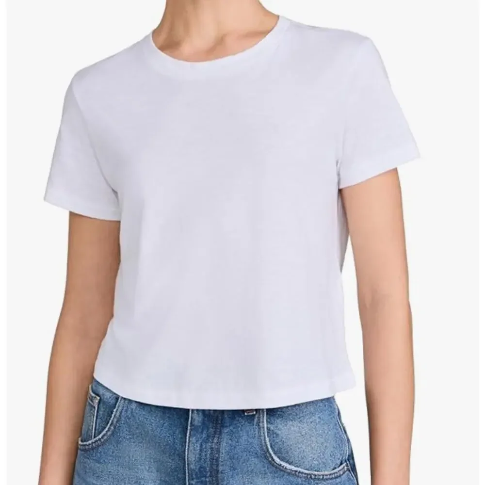NWT Madewell White Women Slub Boxy-Crop Bella Tee Pima Cotton Causal - Picture 1 of 11